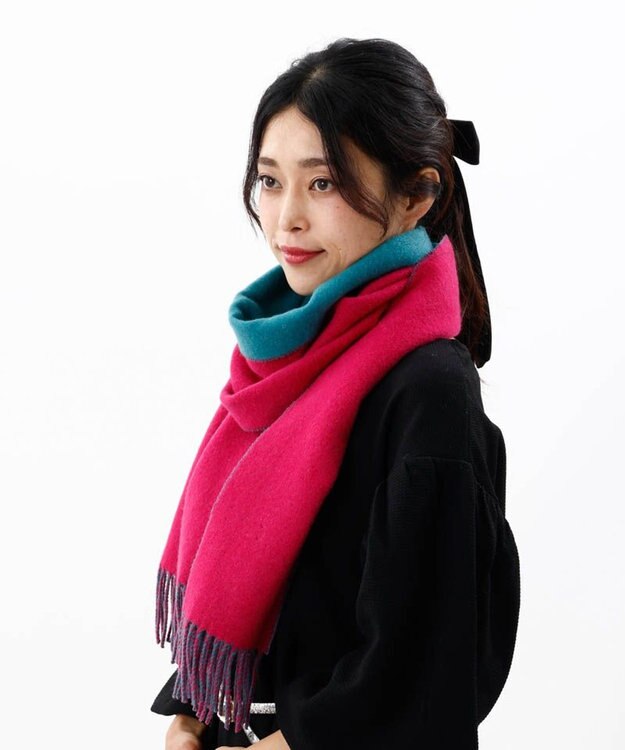 AURORA 【 ANNA SUI（アナ スイ）】ウールリバーシブルマフラー フューシャピンク