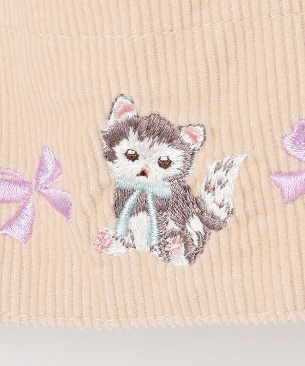 ANY KIDS ネコ刺繍 コーデュロイ ショートパンツ ベージュ
