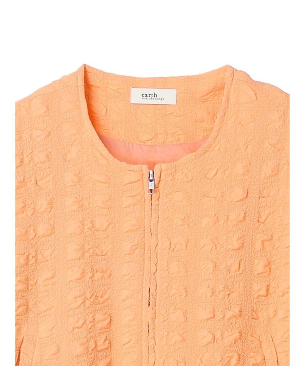 earth music&ecology シャーリングタックスリーブブルゾン Pink Orange