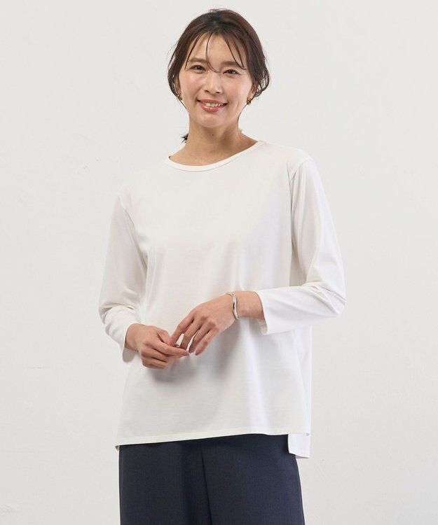 J.PRESS LADIES L レイヤードジャージー Tシャツ カットソー ホワイト系