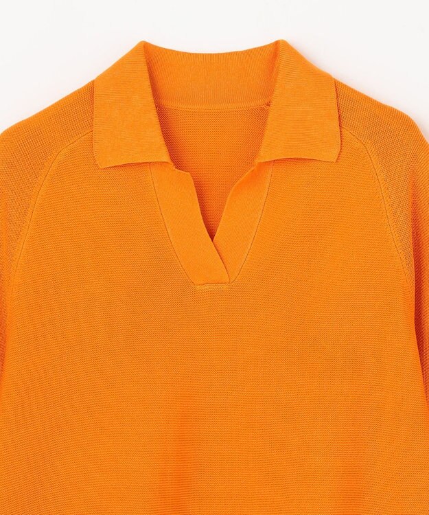 ANY L アクリルガーターポロ衿ニット マリーゴールド