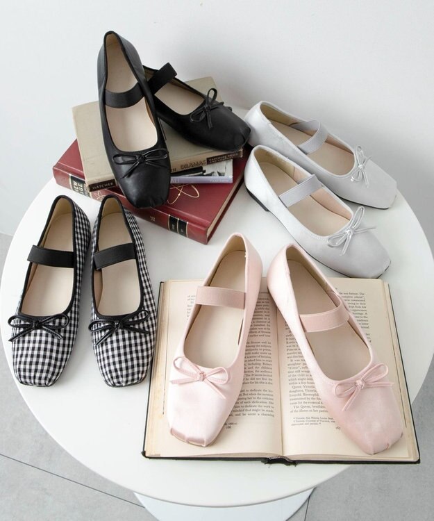 WEGO ベルト付きスクエアバレエシューズ ピンク