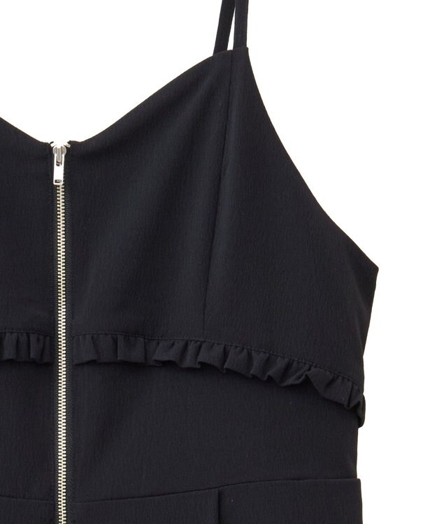 earth music&ecology ミニフリルフロントジップロンパース Black