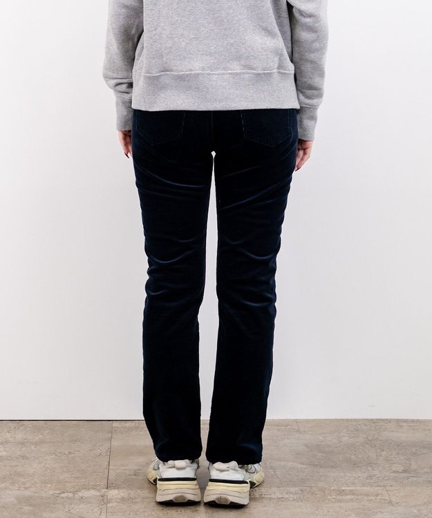caqu スリムストレート 裏起毛コーデュロイパンツ navy