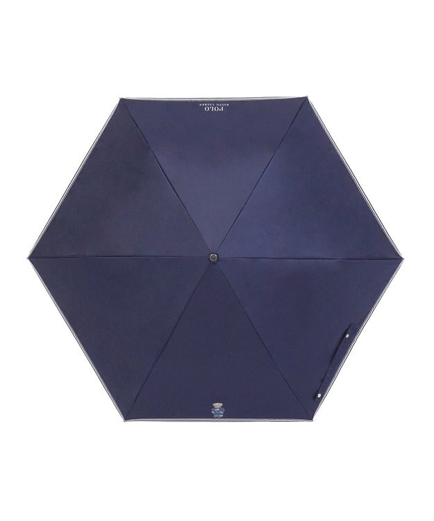 MOONBAT 【WEB限定/遮光率100%/遮熱/UV】POLO RALPH LAUREN（ポロ ラルフローレン）晴雨兼用日傘 ワンポイント ポロベア 折りたたみ傘 ポーチタイプ ディープブルー