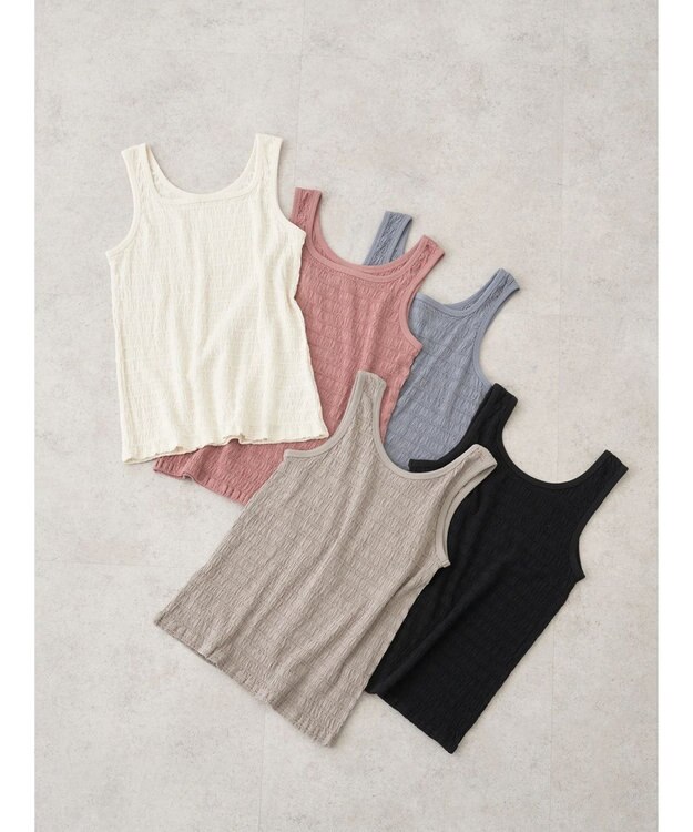 earth music&ecology シャーリングタンクトップ Off White