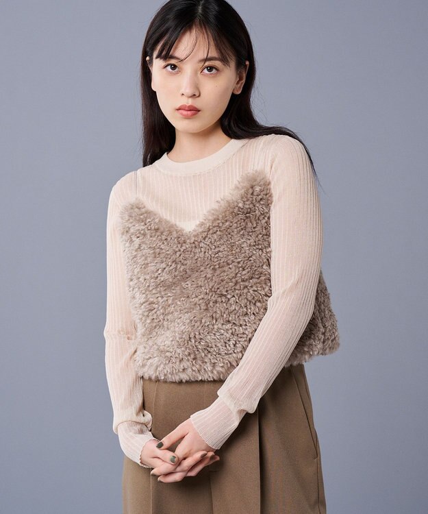 uncrave 【手洗い可】シープライク ファー ビスチェ（uncrave STANDARD） グレージュ