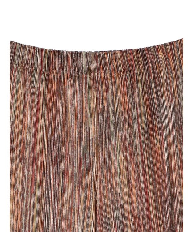 Green Parks セルフカットプリーツワイドパンツ Stripe Brown