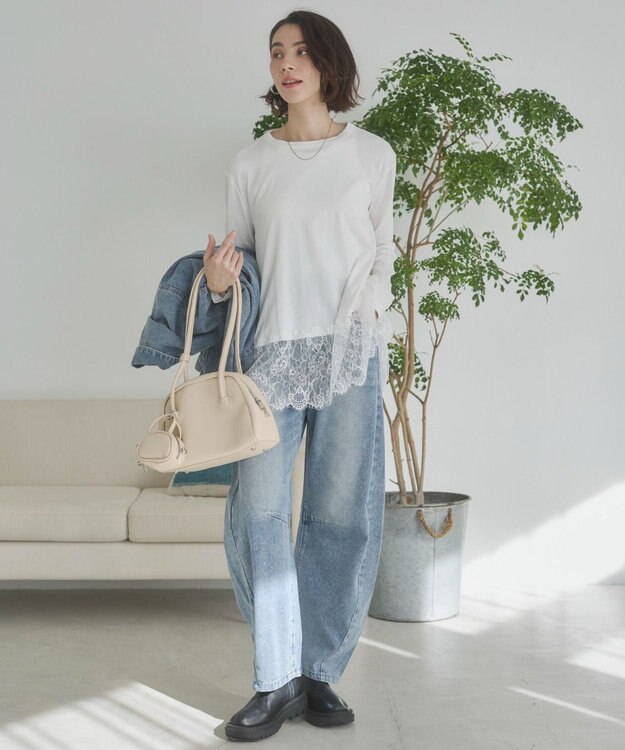 WEGO 【ANGIE VINTAGE】裾レースドッキングロンT ホワイト