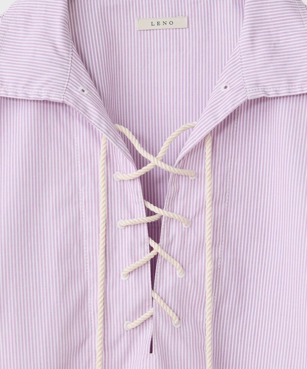 LENO SKIPPER SHIRTS CANDY STRIPE / スキッパーブラウス PINK