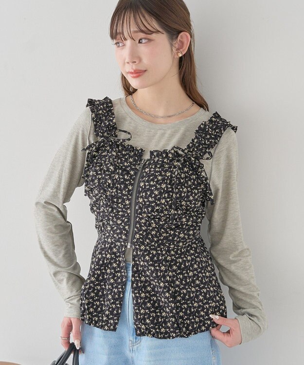 earth music&ecology 微シアーメロープルオーバー Gray