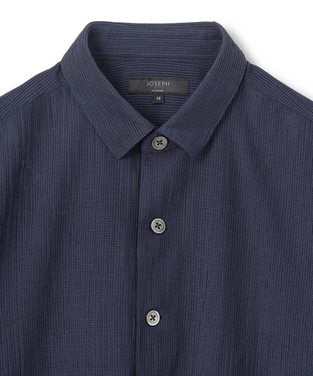 JOSEPH HOMME 新素材【通気性/洗える/ストレッチ】トリコワッシャーストレッチ　レギュラーカラー半袖シャツ ネイビー系