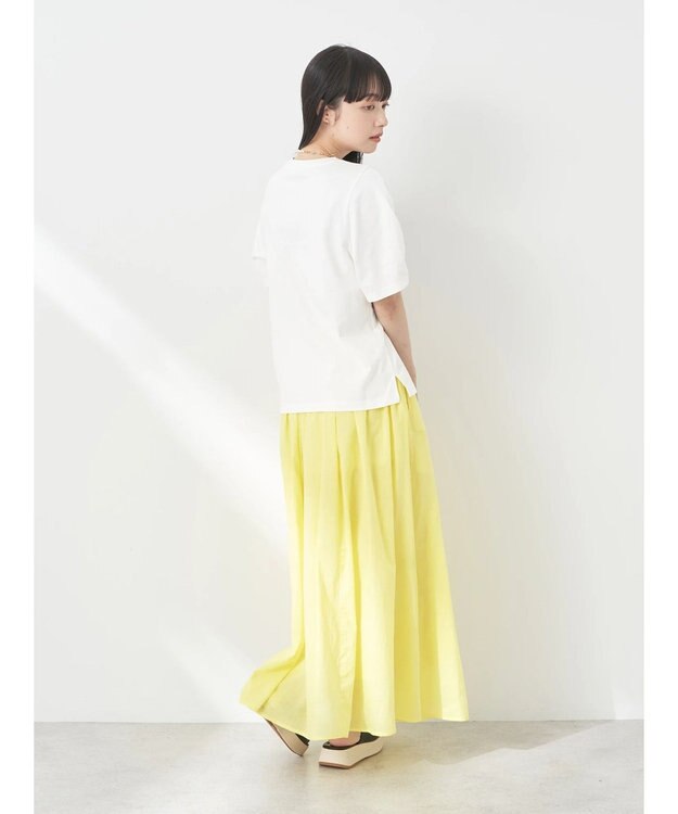 earth music&ecology フォルムスリーブ刺繍ロゴＴＥＥ Off White