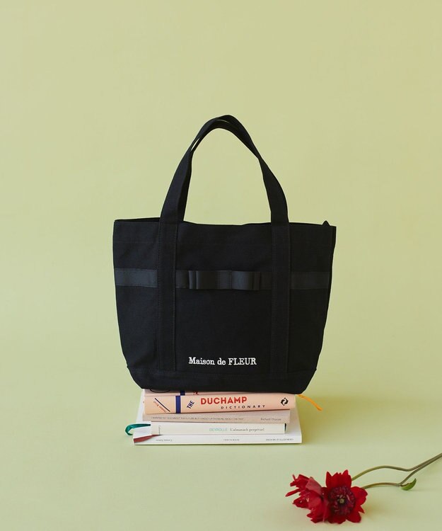 Maison de FLEUR マルチポケット帆布トートＳバッグ Black