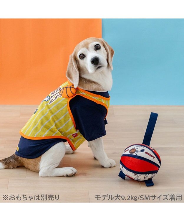 PET PARADISE スヌーピー バスケット Ｔシャツ 接触冷感《イエロー》 中型犬 大型犬 イエロー×ブラック