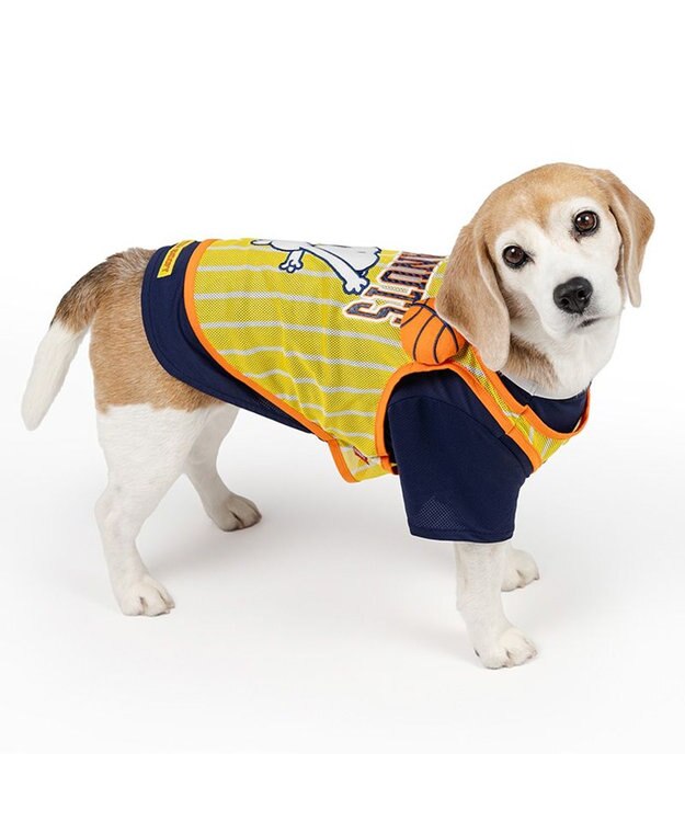 PET PARADISE スヌーピー バスケット Ｔシャツ 接触冷感《イエロー》 中型犬 大型犬 イエロー×ブラック