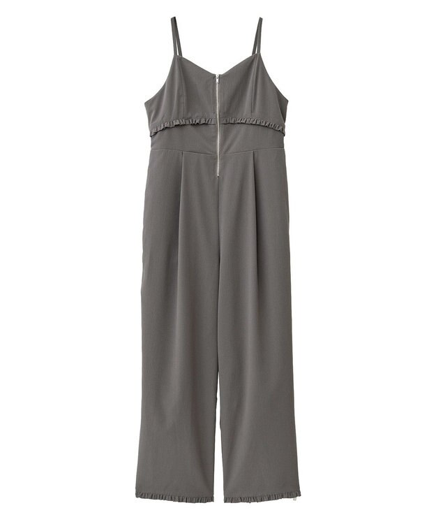 earth music&ecology ミニフリルフロントジップロンパース Gray