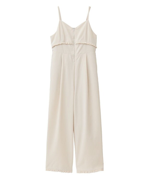 earth music&ecology ミニフリルフロントジップロンパース Ivory