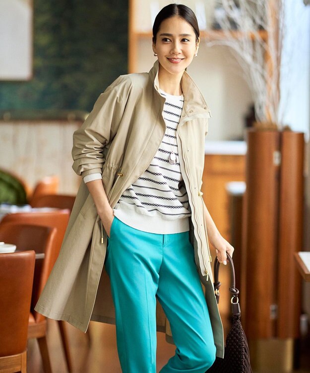 自由区 S コットンナイロンタッサースタンドカラー コート ベージュ