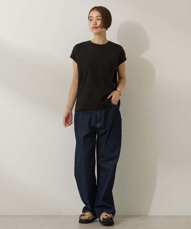 AMERICAN HOLIC きれいめフレンチスリーブコットンプルオーバー Black