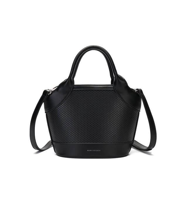 style code 【MERCURYDUO/マーキュリーデュオ】ミックスマテリアル　ハンドバッグ ブラック