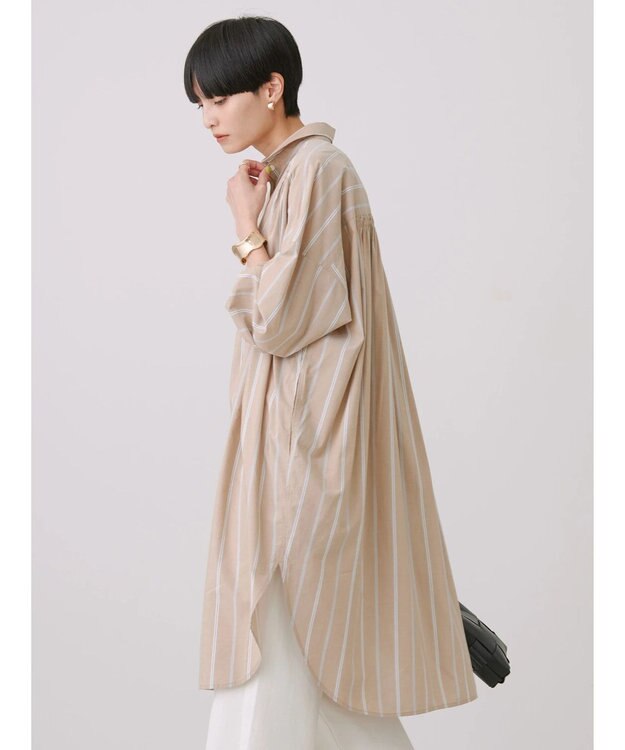 AMERICAN HOLIC バックギャザーシャツワンピース Stripe