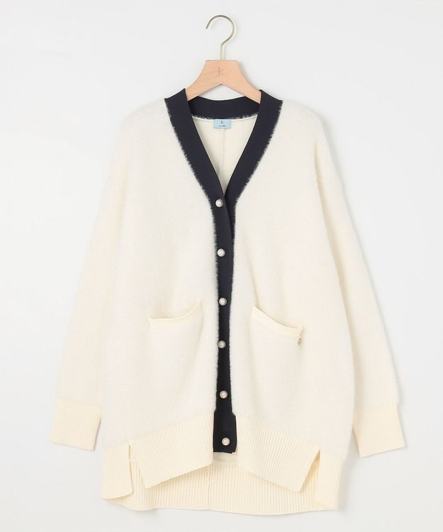 組曲 ナイロンファーニット カーディガン アイボリー系