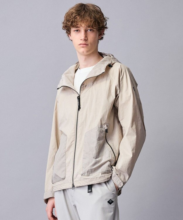 JOSEPH ABBOUD MOUNTAIN 【ナチュラルカラー/ストレッチ】ナイロンコンビガーメントダイパーカー ライトグレー系