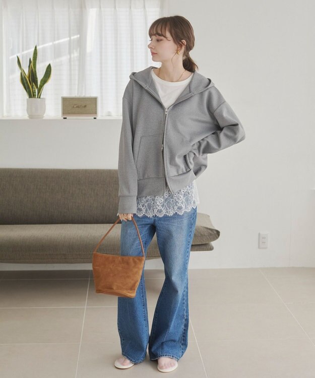 WEGO 【ANGIE VINTAGE】裾レースドッキングロンT ホワイト