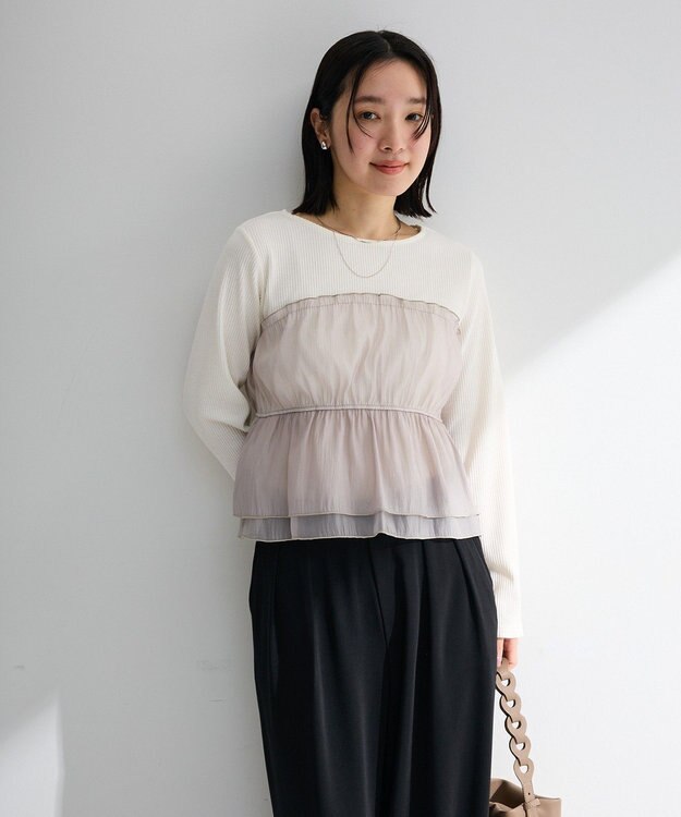 Green Parks オーガンジービスチェドッキングプルオーバー Gray