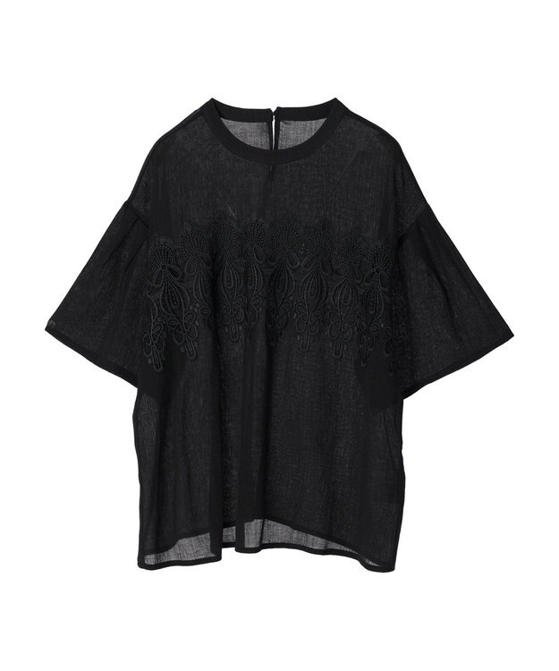 Green Parks ・ＥＬＥＮＣＡＲＥ　ＤＵＥ　ケミカルレースブラウス Black