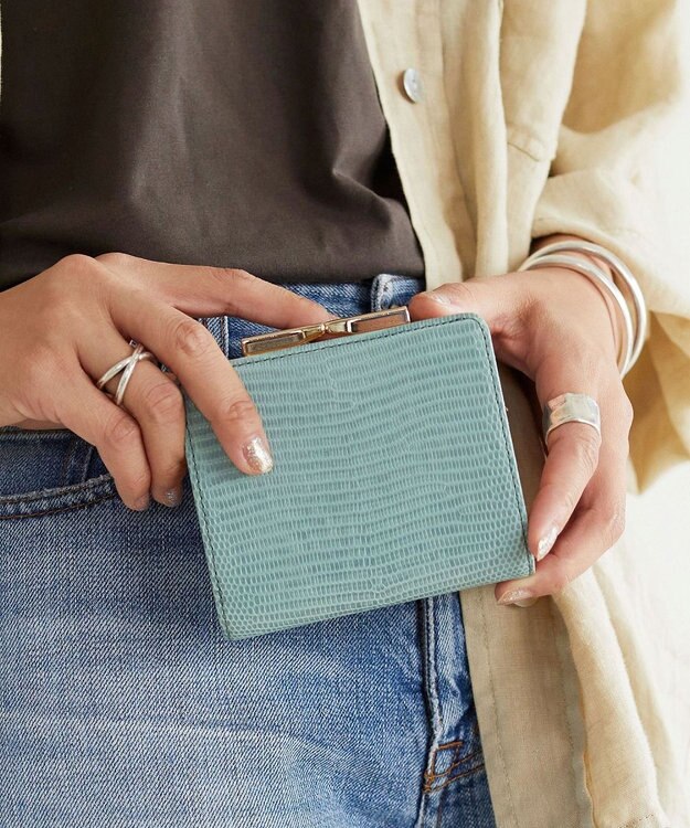 TOPKAPI 【TOPKAPI】イタリアンレザー リザード型押し がま口２つ折り財布 LUCIA ルチア ミントグリーン