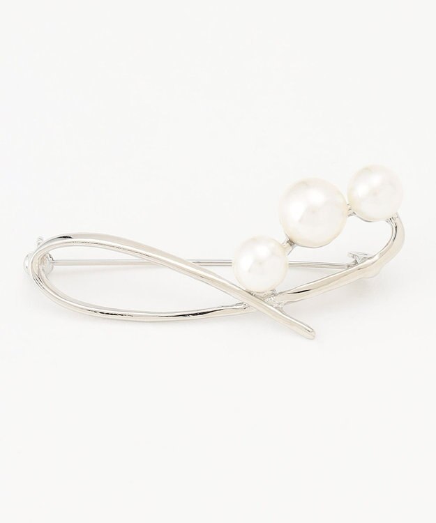 23区 ラインパール ブローチ シルバー系