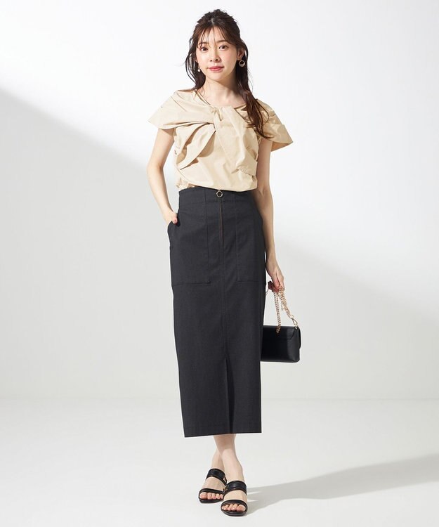 ANY SIS 【洗える】ツイストフロント ブラウス ベージュ