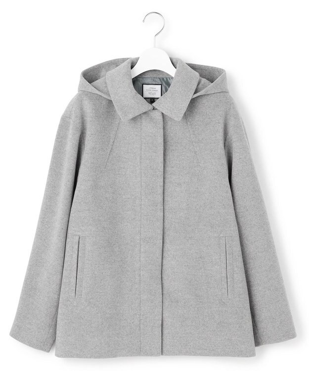 J.PRESS YORK STREET 【WOMEN】2WAY ウールアンゴラ ビーバーショートコート ライトグレー系