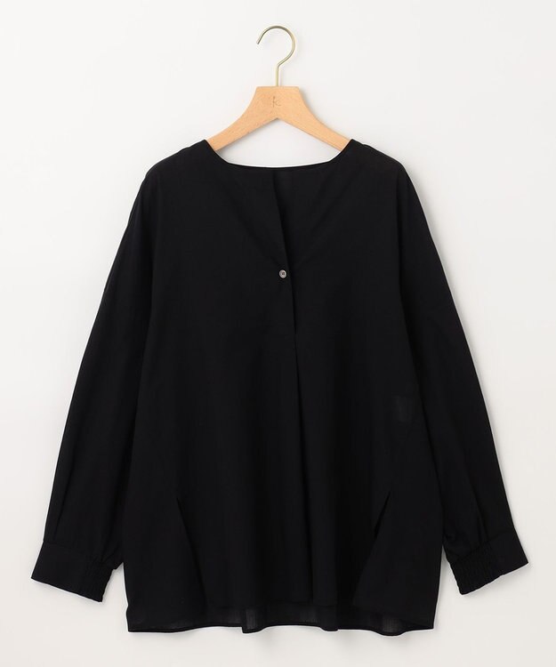 組曲 【洗える】ナチュラルローンスキッパー ブラウス ブラック系