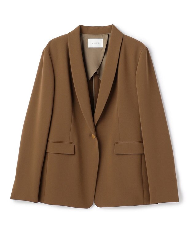 BEIGE， GYPSUM / シルキータッチ ショールカラージャケット Brown