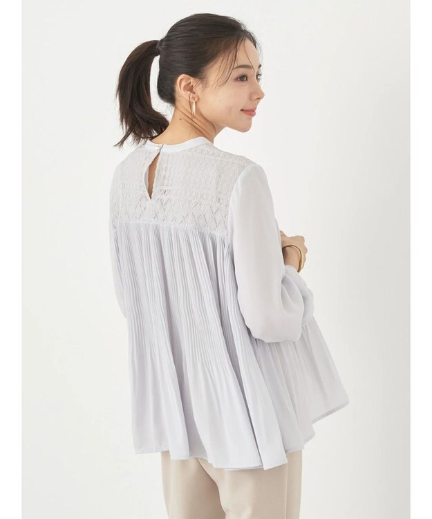 earth music&ecology レースプリーツブラウス Sax