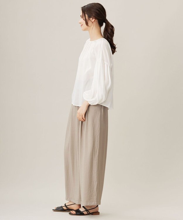 自由区 S 【洗える】キュプラコットンツイルプルオーバー ブラウス オフホワイト