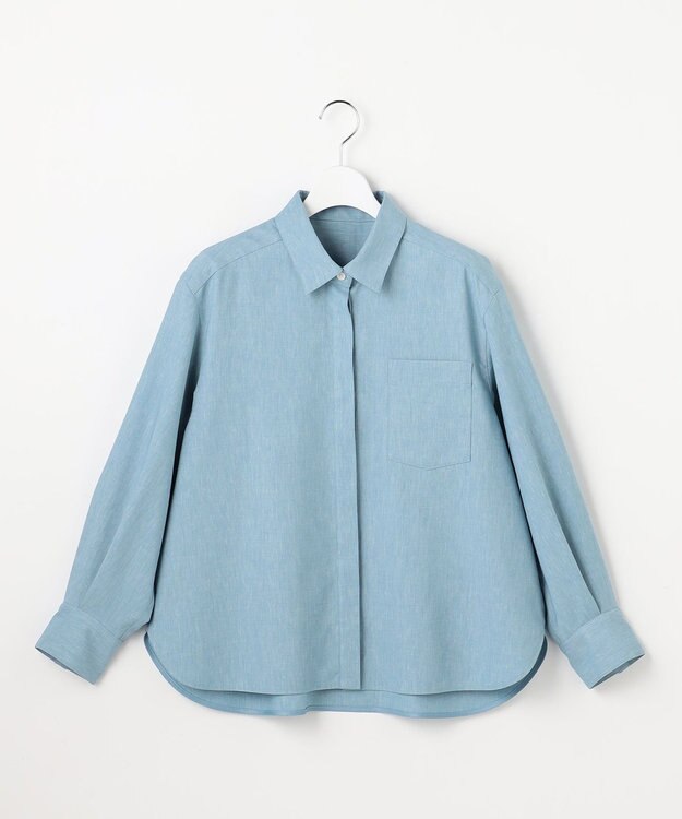自由区 L 【セットアップ対応】ソフトリネンダンガリー シャツ サックス