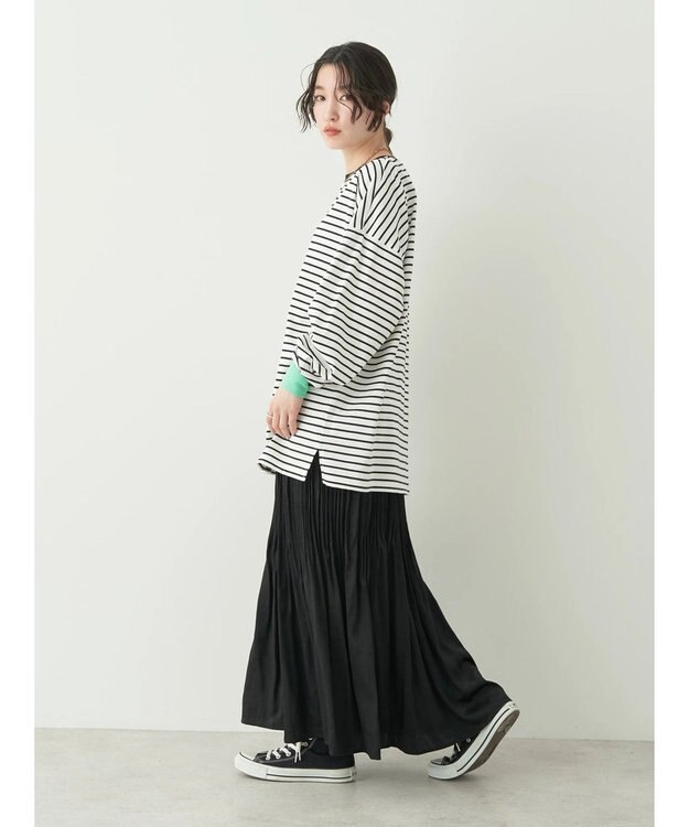 earth music&ecology トリカラーボーダーロンＴＥＥ Off White