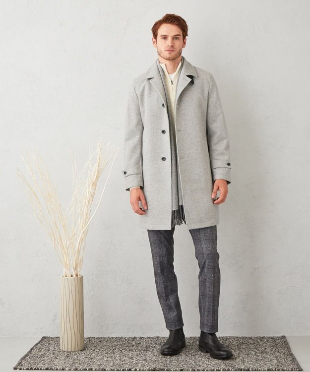 JOSEPH ABBOUD 【キングサイズ・JAPAN FABRIC】アンゴラミックスカルゼ コート ライトグレー系