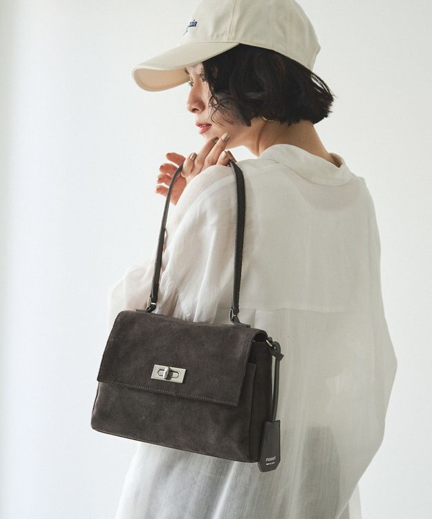russet スエードフラップミニトートバッグ(CE-1722-WEB) Gray
