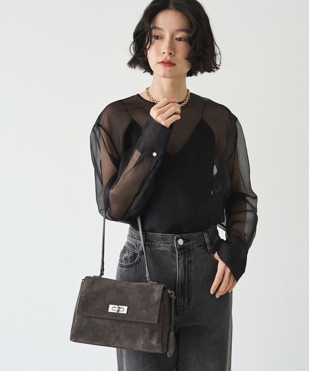 russet スエードフラップミニトートバッグ(CE-1722-WEB) Gray