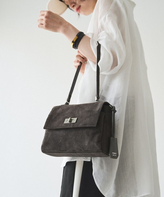 russet スエードフラップミニトートバッグ(CE-1722-WEB) Gray