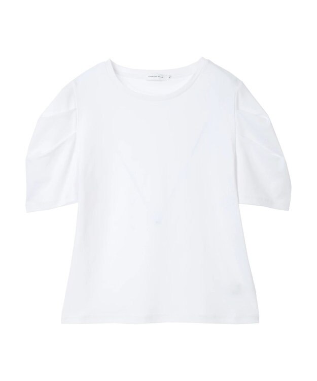 AMERICAN HOLIC 接触冷感タックスリーブ５分袖カットプルオーバー Off White