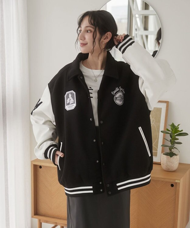 WEGO 【ユニセックス着用ITEM/SMLサイズ展開】メルトンワッペンスタジャン ブラックその他