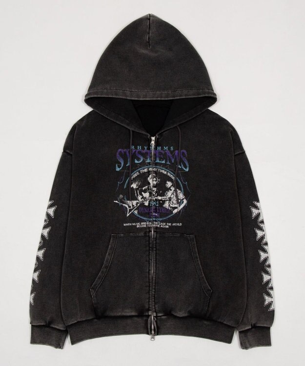 WEGO 【ユニセックス着用ITEM】ブリーチグラフィックZIPパーカー 柄2