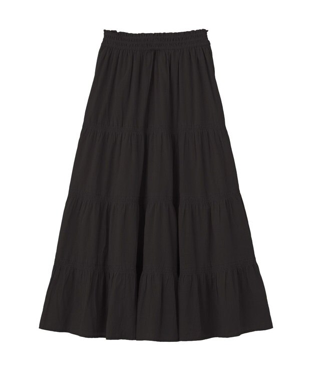CRAFT STANDARD BOUTIQUE インド製 ティアードスカート Black