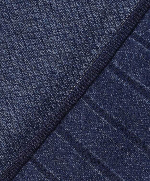 JOSEPH ABBOUD 【キングサイズ・洗える/軽い】シェニールヤーンジャカード ジップ ブルゾン ダルブルー系